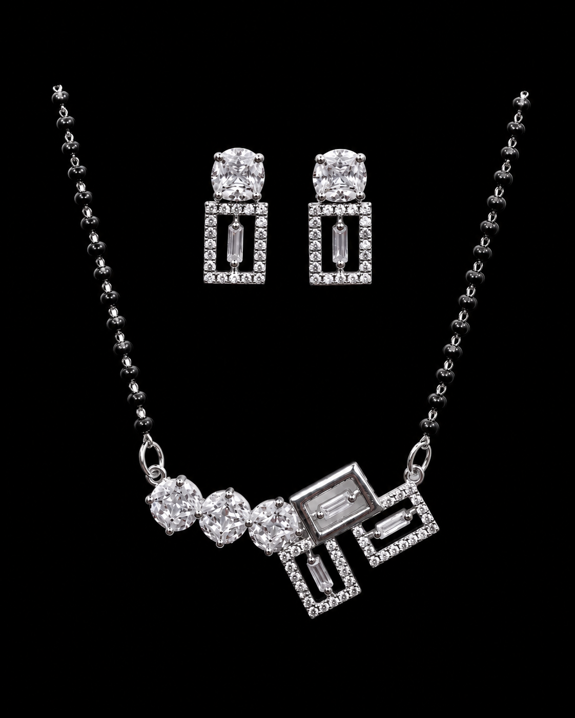 Modern Geometric Solitaire Mangalsutra Set