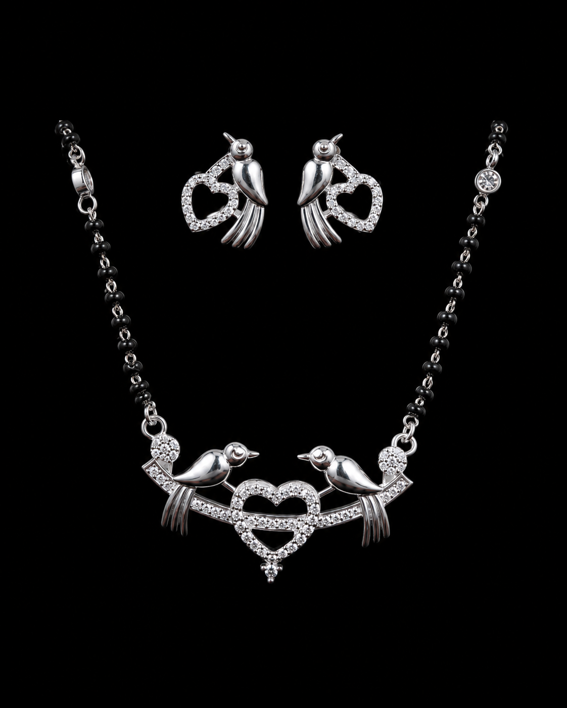 Whimsical Lovebirds & Heart Mangalsutra Set