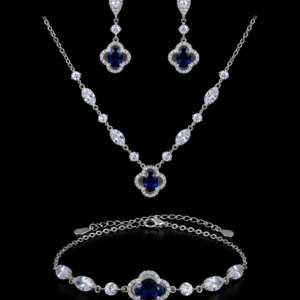 Midnight Sapphire Quatrefoil Clover Jewelry Suite