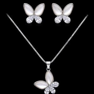 Enchanted Mother of Pearl Butterfly Pendant Set
