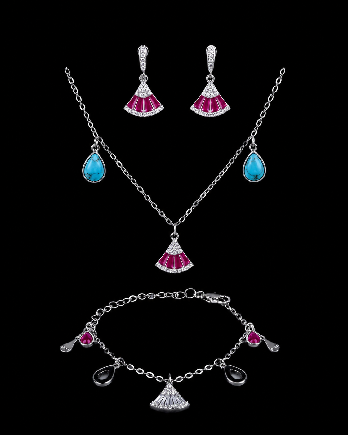 Bohemian Rhapsody Fan & Turquoise Charm Set