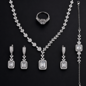 Classic Emerald-Cut Crystal Statement Set