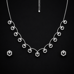 Geometric Silver Necklace Set