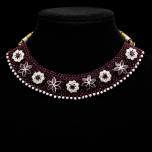 Ruby Bloom Floral Beaded Choker Necklace