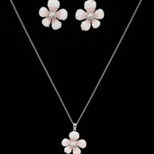 Blush Crystal Flower Pendant Set