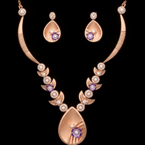 Violet Bloom Frosted Teardrop Necklace Set