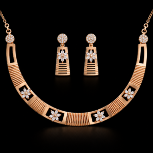 Rose Gold Textured Floral Rigid Collar Set
