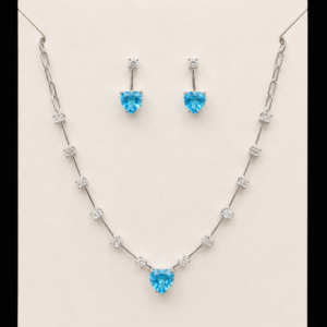 Swiss Blue Topaz Heart & Bar Minimalist Set