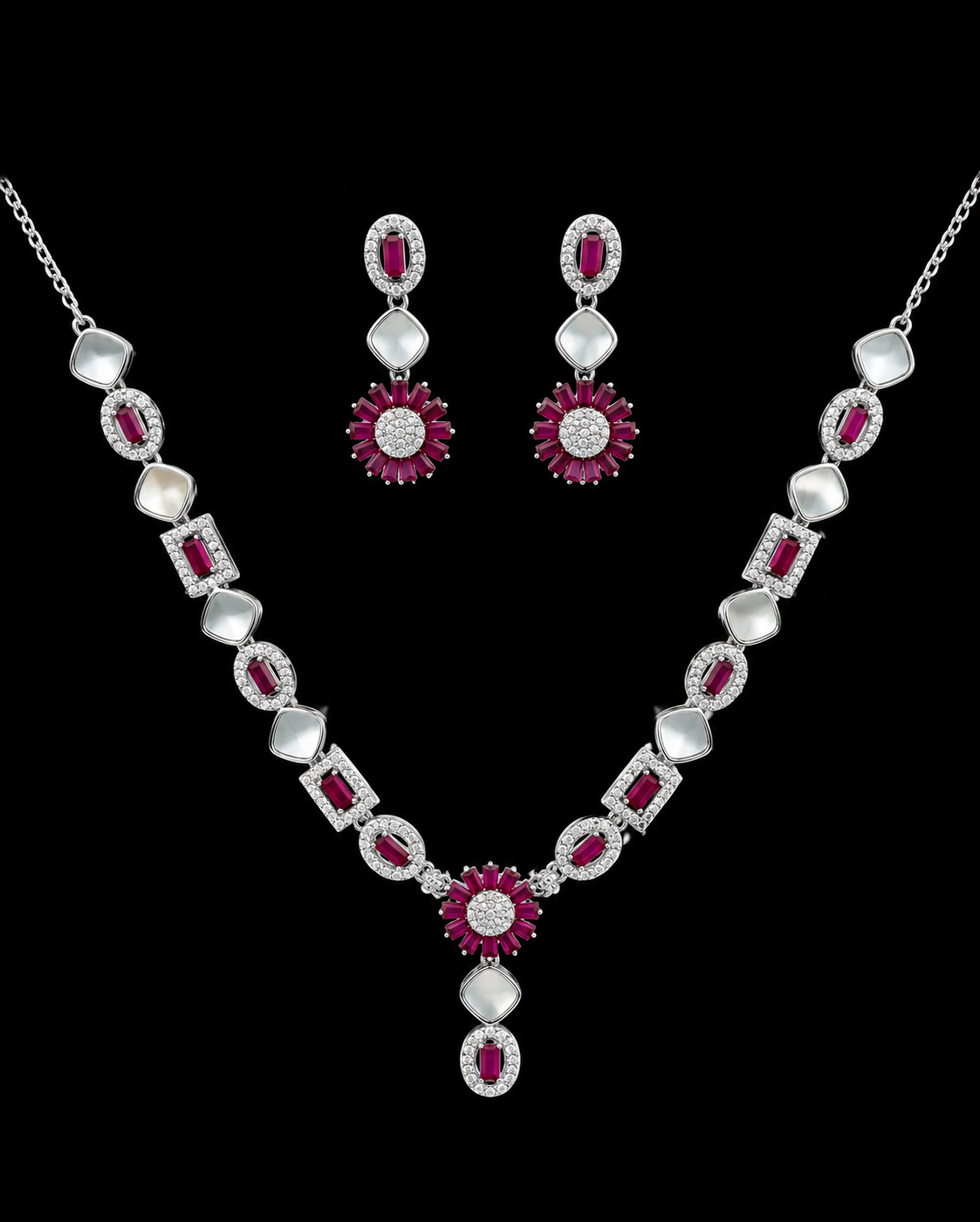 Vintage Magenta Blossom & Mother of Pearl Set
