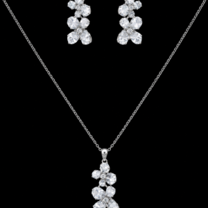 Frosted Crystal Blossom Cluster Pendant Set