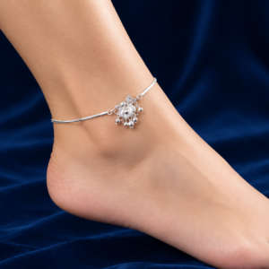 Silver Floral Cluster Charm Anklet