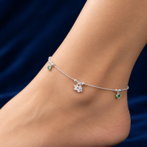 Pastel Floral Enamel Silver Anklet