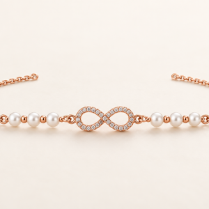 Rose Gold Pearl & Pavé Infinity Chain Bracelet