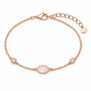 Rose Gold Bezel Solitaire & Textured Disc Bracelet