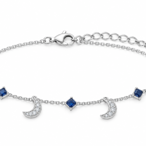 Sterling Silver Sapphire & Sparkle Charm Bracelet
