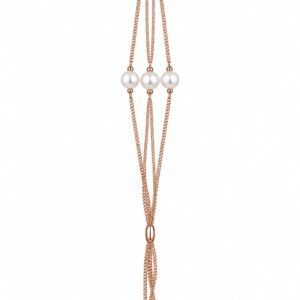 Rose Gold Triple-Strand Pearl Accent Bracelet