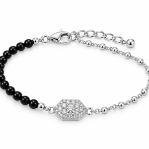 Sterling Silver & Black Onyx Dual-Tone Filigree Bead Bracelet