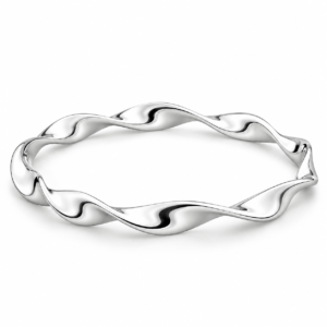 Modern Twisted Silver Bangle
