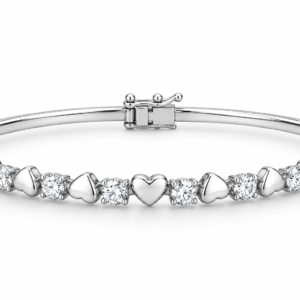 Heart Link Diamond Tennis Bracelet