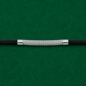 Men's Woven Silver-Accent Black Cord Bracelet