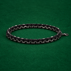 Men's Oxidized Silver Chain & Black Thread Bracelet