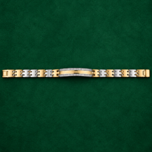 Men's Rose Gold & Silver CZ Curved ID Plate Bracelet