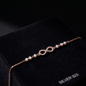 Rose Gold Pearl & Pavé Infinity Chain Bracelet