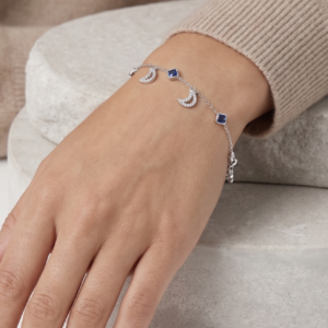Sterling Silver Sapphire & Sparkle Charm Bracelet
