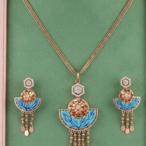 Sky Blue Meenakari Chandelier Fusion Set