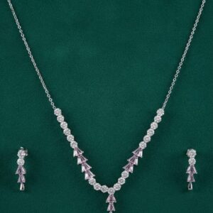 Blush Pink Chevron Crystal Necklace Set