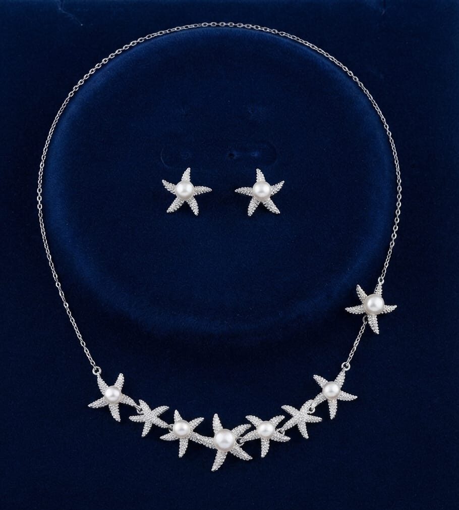 Ocean Breeze Starfish & Pearl Collar Set