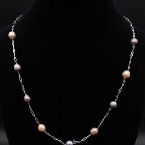 Multicolour Pearl Station Necklace
