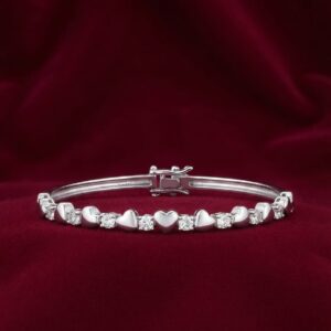 Heart Link Diamond Tennis Bracelet