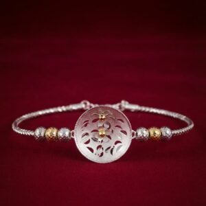 Floral Dual Tone Silver Bracelet