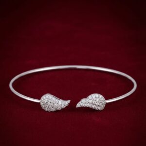 Angel Wings Diamond Open Cuff Bracelet