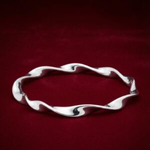 Modern Twisted Silver Bangle