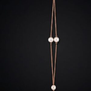 Rose Gold Pearl Accent Multi-Strand Chain Bracelet