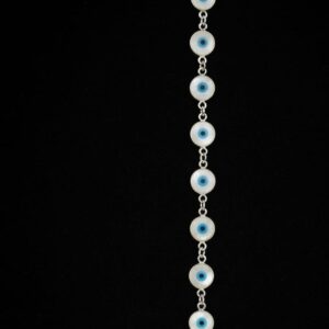 Silver Mother of Pearl Evil Eye Link Bracelet