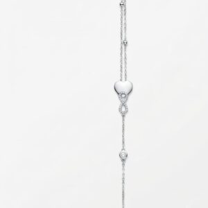 Sterling Silver Heart & Infinity Charm Chain Bracelet