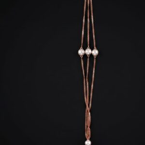 Rose Gold Triple-Strand Pearl Accent Bracelet