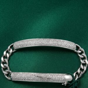 Men's Silver Micro-Paved Dual Bar Curb Chain Bracelet