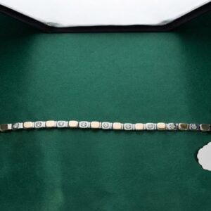 Men's Dual-Tone Gold & Silver CZ Bar Link Bracelet