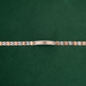 Men's Rose Gold & Silver CZ Curved ID Plate Bracelet