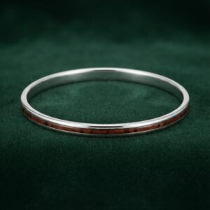 Men's Classic Silver Kada with Rich Wood Inlay