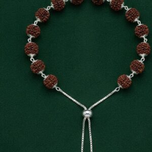 Sterling Silver Adjustable Slider Chain Rudraksha Bracelet