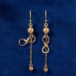 Gold Infinity Twist & Bead Dangle Earrings