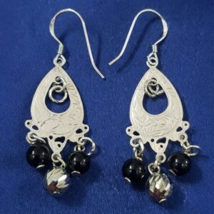 Vintage Silver Filigree Teardrop Chandelier Earrings