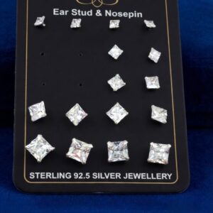 925 Sterling Silver Princess-Cut CZ Stud