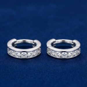 Sparkle Cubic Zirconia Pavé Silver Huggie Hoops