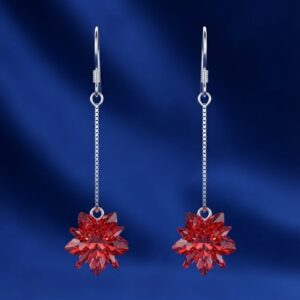 Red Crystal Floral Drop Earrings